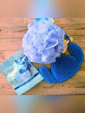 Disney Stitch Silicone Bath Bomb And Silicone Scrubber Gift with mesh Puff